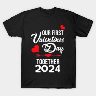 Our First Valentines Day Together 2024 Matching Couple T-Shirt